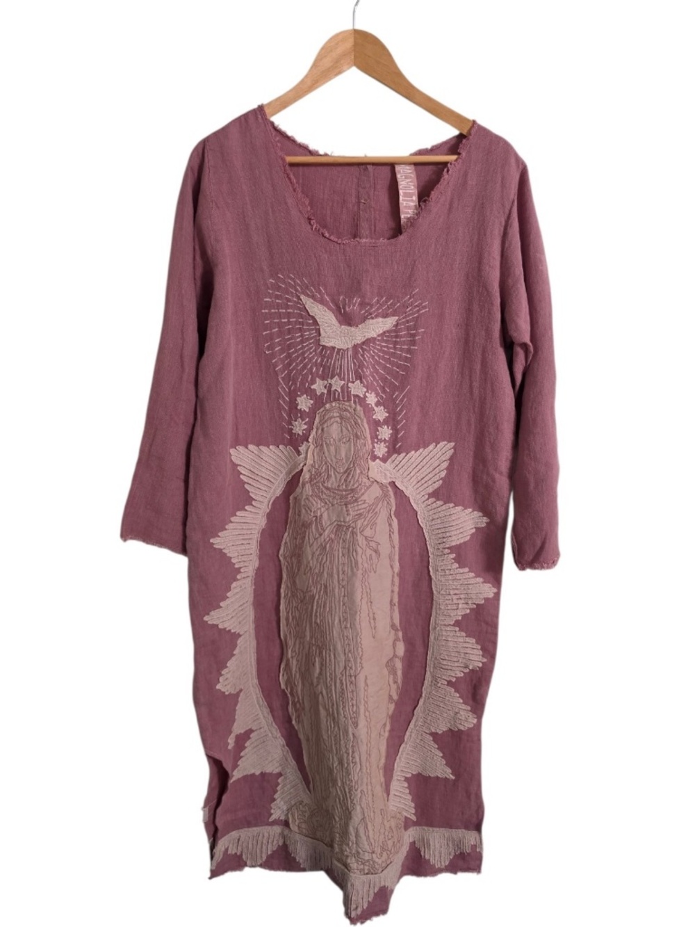 Magnolia Pearl Queen Of The Sea Appliqué Linen Dress One Size